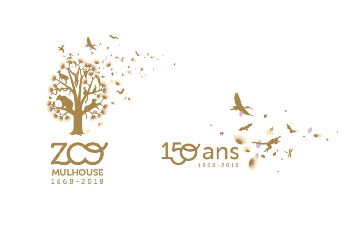 Logo anniversaire 150 ans Parc zoologique Mulhouse Alsace